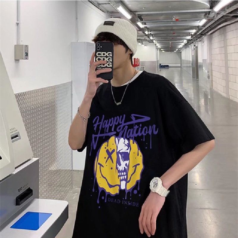 Áo Thun Tay Ngắn Dáng Rộng In Họa Tiết Hoạt Hình Phong Cách Hip Hop Hàn Quốc Thời Trang Mùa Hè Cho Nam Và Nữ size M-5XL