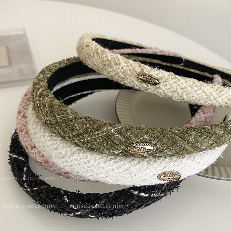 Băng Đô Cài Tóc Vải Tweed Phong Cách Retro Pháp Mới 2022 Cho Nữ