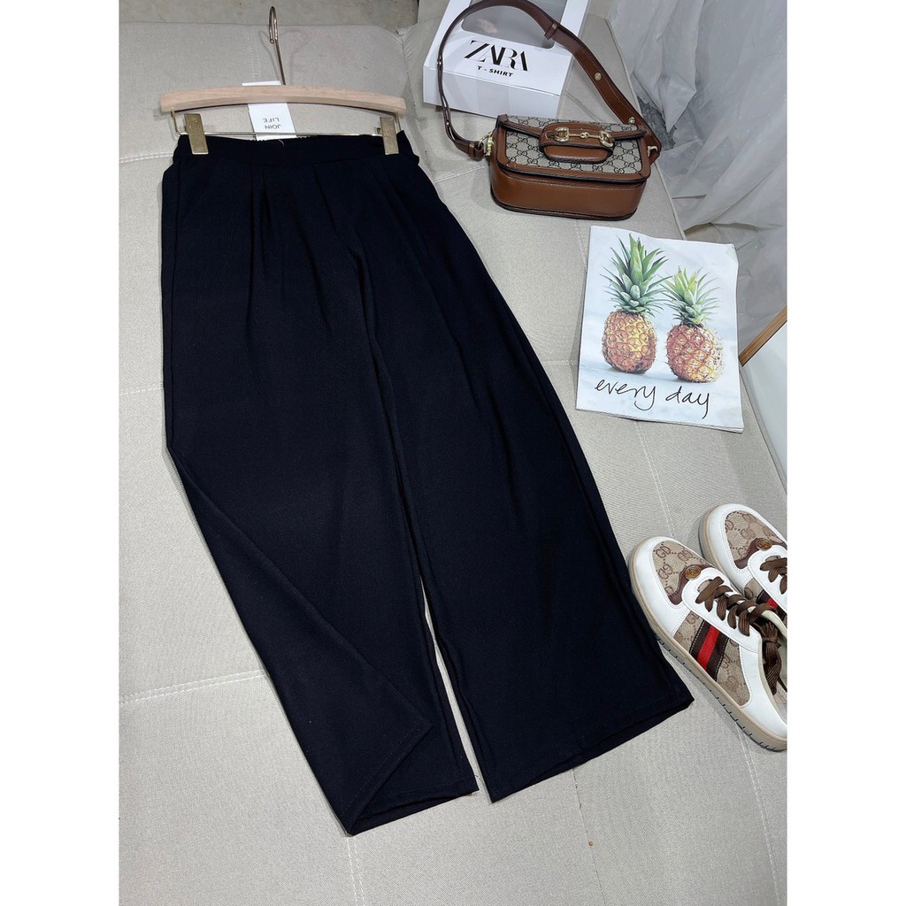 Quần ống xuông rộng chất tuyết mưa có chun sau dễ mặc Quần culottes thời trang
