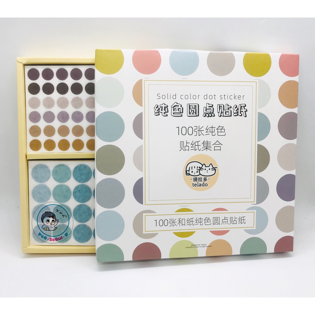 {Khác ~ Có sẵn/ Order} Phụ kiện trang trí: Telado color dot sticker set/ Hình dán