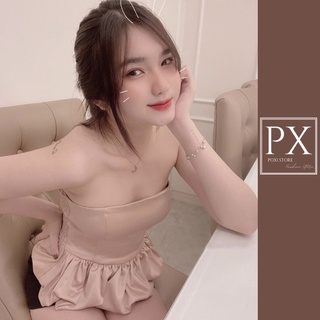 Áo satin nhấn eo phồng bí