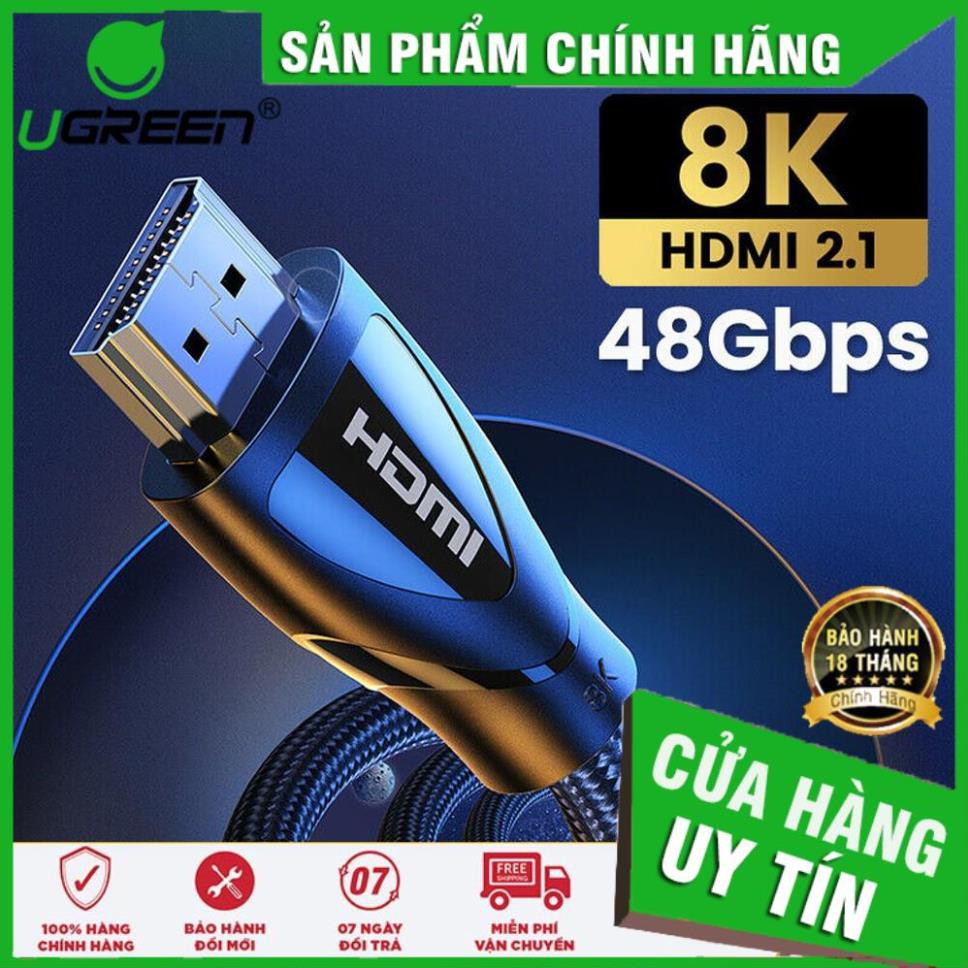 Cáp HDMI 2.1 dài 1m - 2m Ugreen 80401, 80402, 80403 hỗ trợ phân giải 8K@60Hz