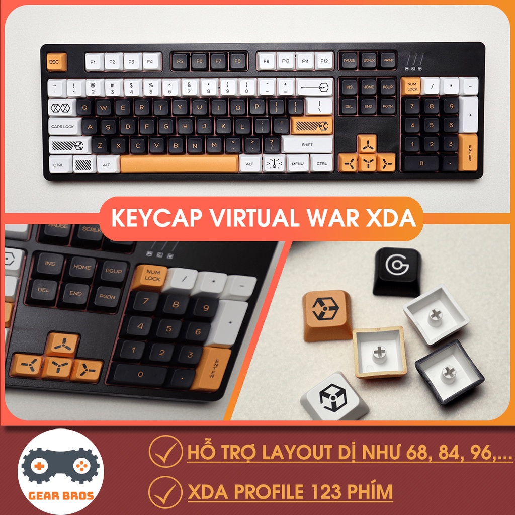 [Mã 33ELSALE hoàn 7% đơn 300K] Keycap Cho Bàn Phím Cơ Virtual War Thick PBT XDA Profile 123 Phím