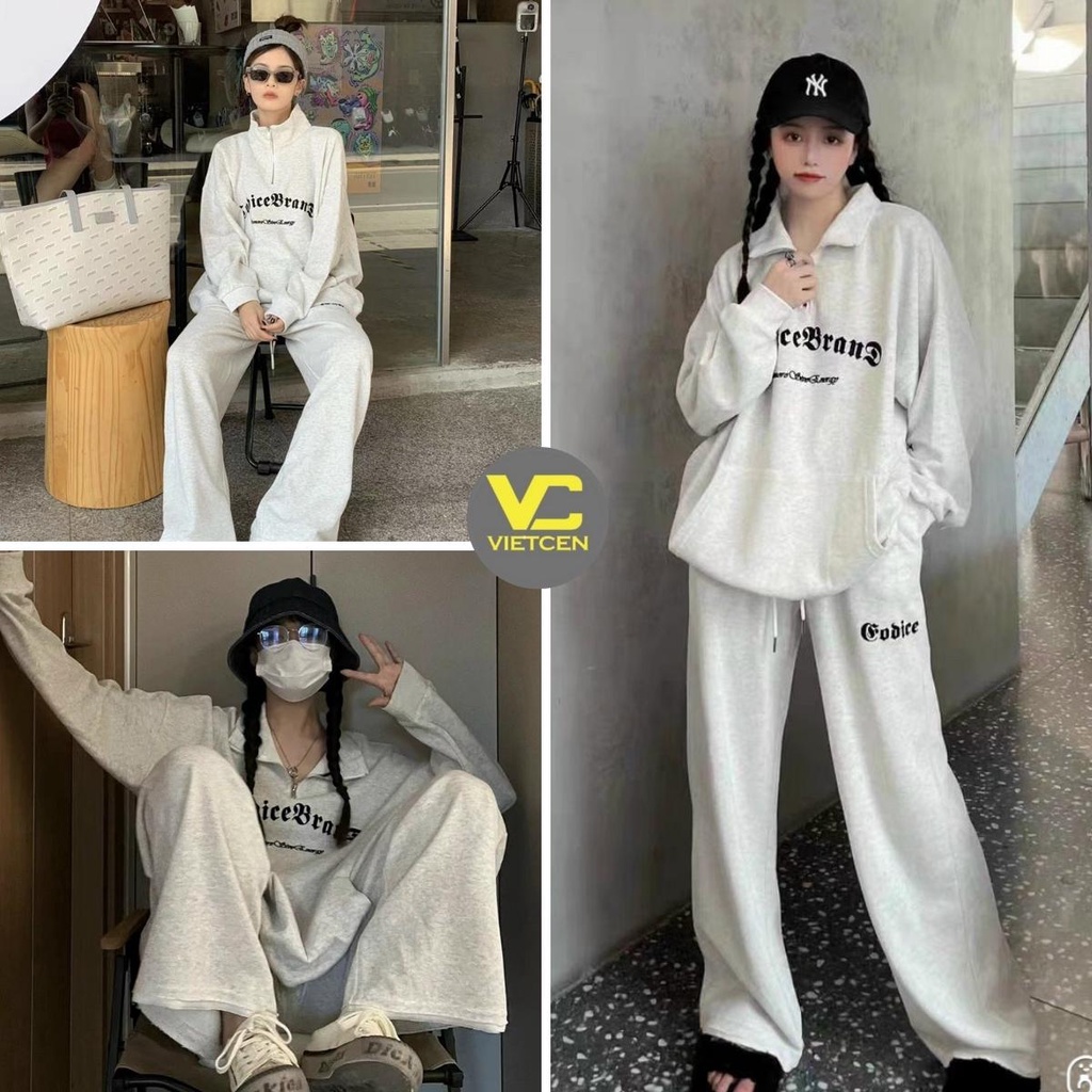 Set bộ quần áo polo nữ thể thao tay dài thu đông CODICE VIETCEN