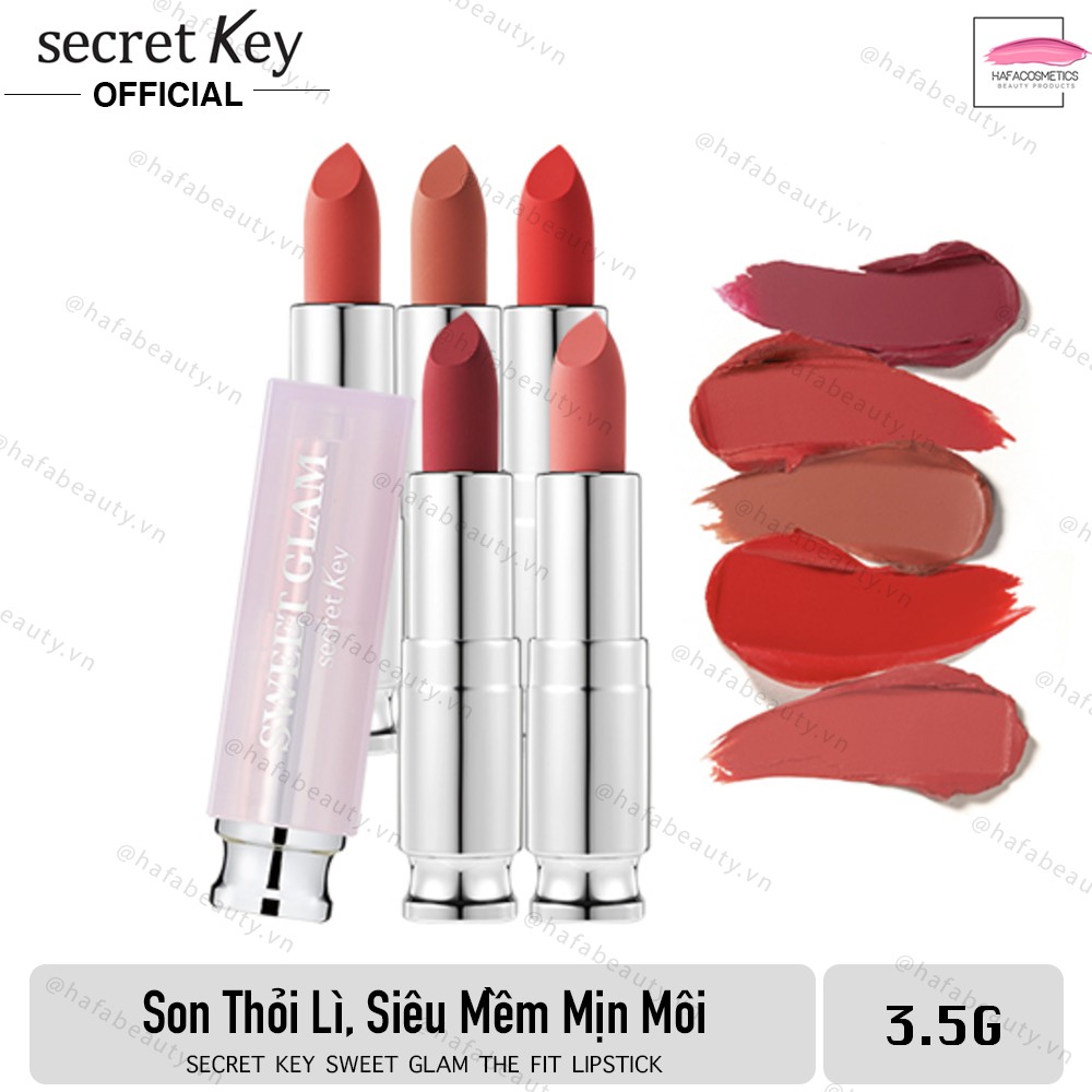 Son Lì Secret Key Sweet Glam The Fit Lipstick 3.5g _ Son Lì Mềm Mịn Không Khô Môi Lên Màu Chuẩn