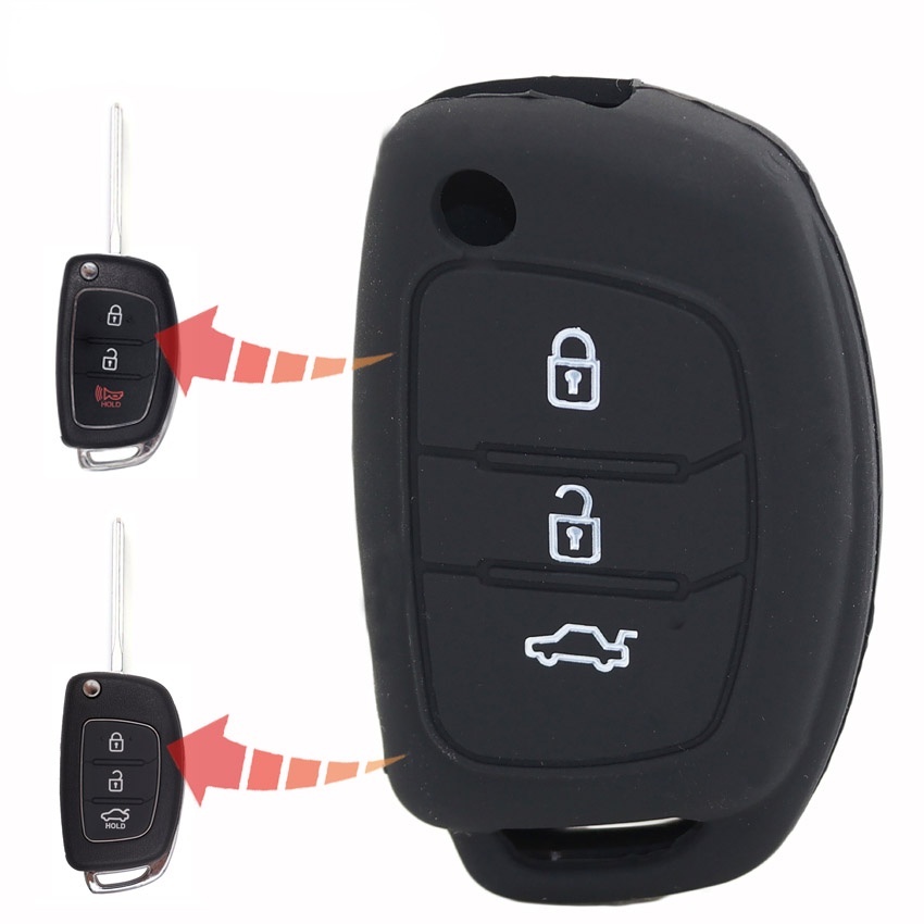Ốp chìa khóa silicon 3 nút cho Hyundai ix45 i10 i20 i30 ix25 ix35 Elantra Accent Avante Grand Porter