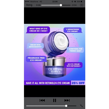 Kem dưỡng mắt chống lão hóa Olay Regenerist Retinol 24 Night Eye Cream 15ml