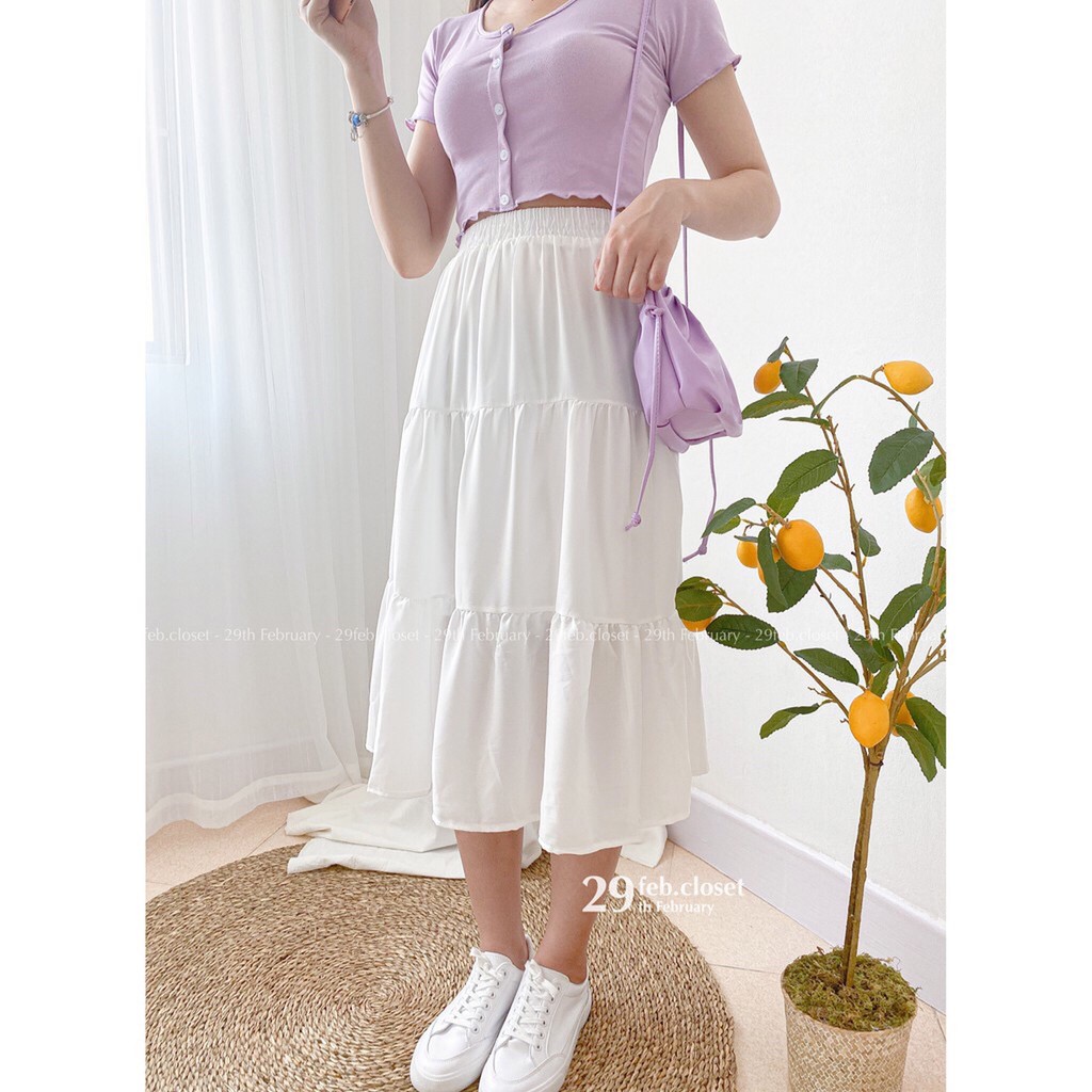 Chân váy 🦋 Vintage váy trắng và đen dáng dài chất cotton mix kèm áo len gile khoác áo thun hay cadigant áo kiểu 2 dây