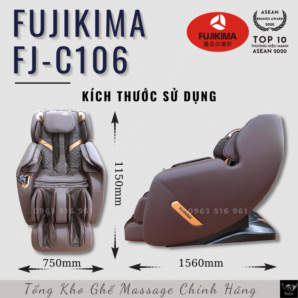 Ghế massage FUJIKIMA FJ-C106 hay còn gọi là Fujikima C106 Điều khiển giọng nói Tiếng Việt tích hợp Full Tính Năng