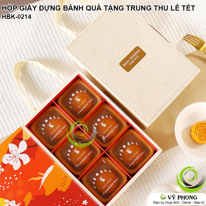 HỘP GIẤY ĐỰNG BÁNH KẸO 4 / 6 NGĂN SANG TRỌNG BEST WISHES HỘP ĐỰNG BÁNH TRỨNG QUÀ TẶNG LỄ TẾT TRUNG THU HBK-0214