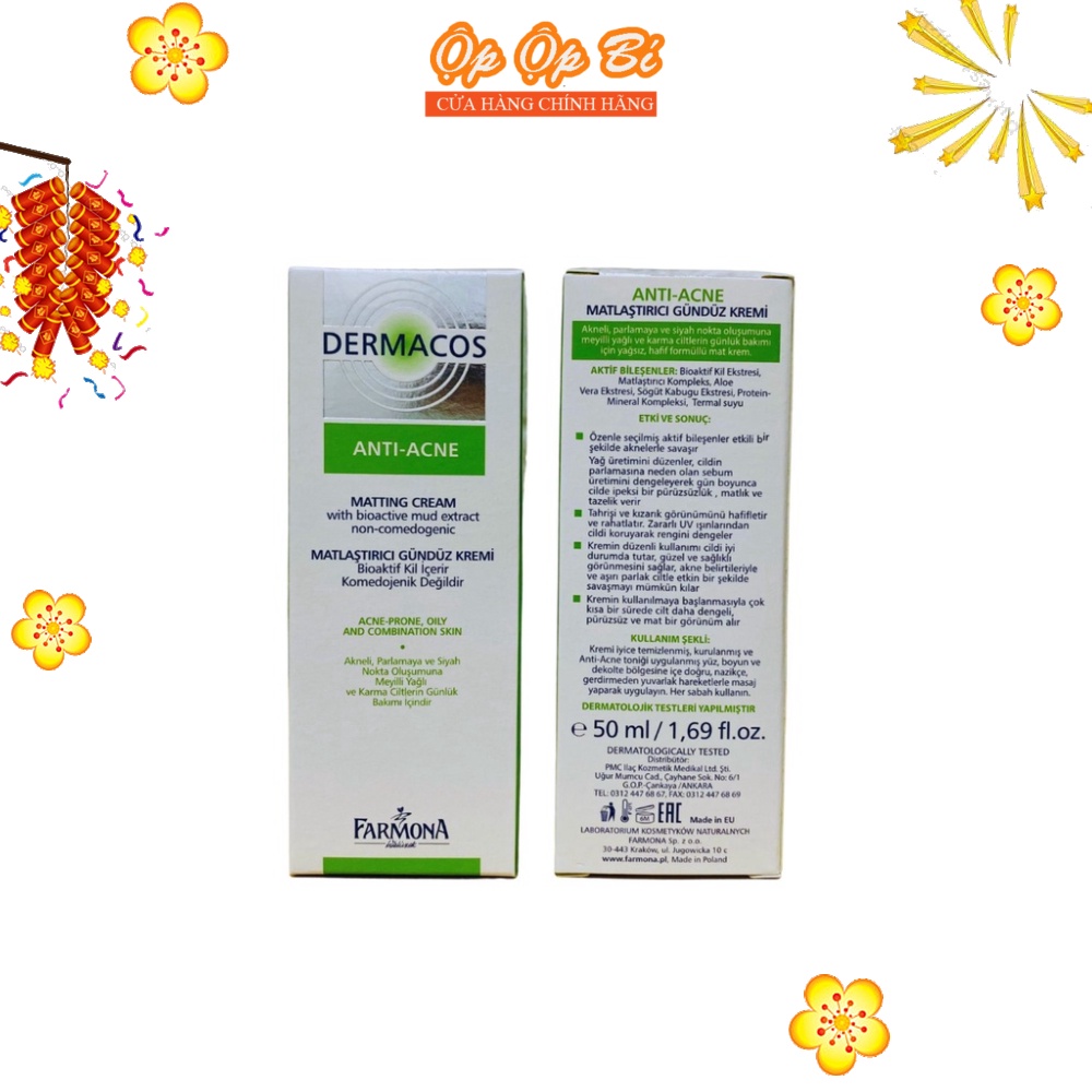 Kem Dermacos Farmona Anti Ance Matting Cream Kem Bôi Giảm Bóng Nhờn Ngừa Mụn 50ml