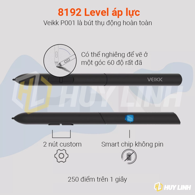 Bút cho bảng vẻ điện tử VEIKK P001 không dùng pin 8192 levels hỗ trợ cho S640 and A30