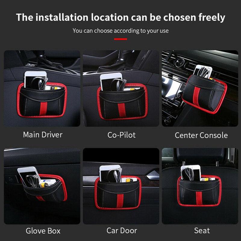 Túi Da Đựng Đồ Trên Xe Hơi Thông Dụng, Hộp Đựng Dạng Dán Phía Sau Ghế Xe Hơi Đa Năng