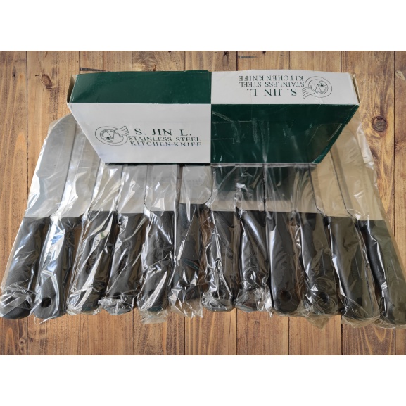 Hộp 12 Cây Dao Kinwi Stainless Steel Kitchen Knife Cán Nhựa Đen Dài 25cm - No.476