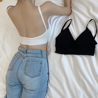 Áo bra cotton gân tăm trễ lưng xuất nhật