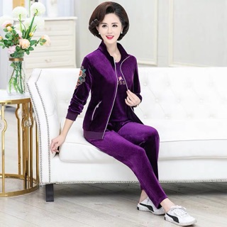 BỘ 3 QUẦN ÁO + ÁO NGOÀI NHUNG TRUNG NIÊN
