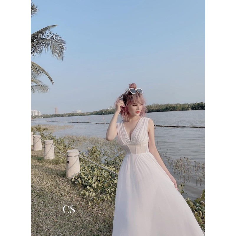 Váy maxi - Đầm maxi cổ V