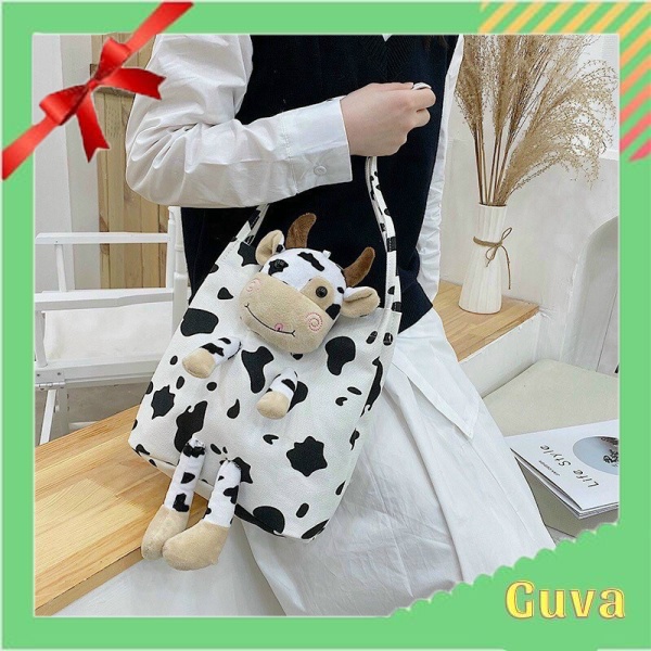 ` Túi xách nữ đi học túi vải họa tiết bò sữa hót 2021 VG652
