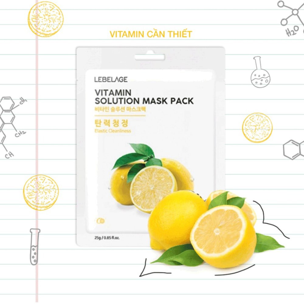 Mặt Nạ Lebelage Vitamin Solution Mask Pack Elastic Cleanliness Chiết Xuất Từ Chanh 25g