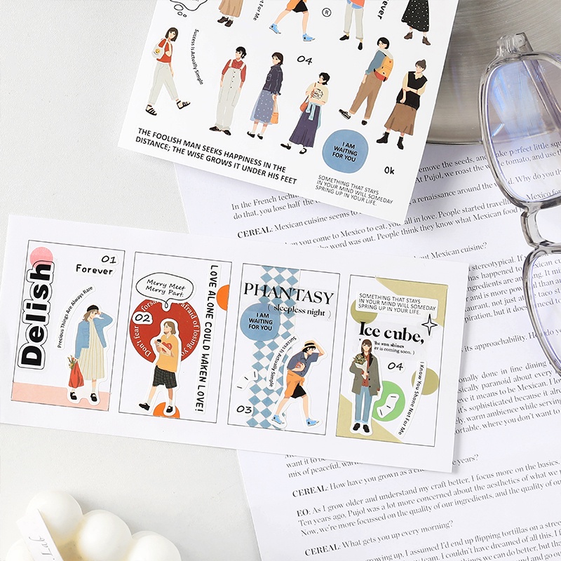 Flowertree 1 Sticker Dán Hình Cô Gái Đường Phố Trang Trí Scrapbook