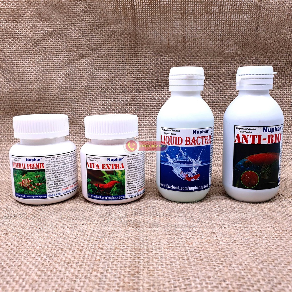 Bộ sản phẩm Nuphar Anti bio - Liquid Bacter - Mineral Premix - Vita Extra