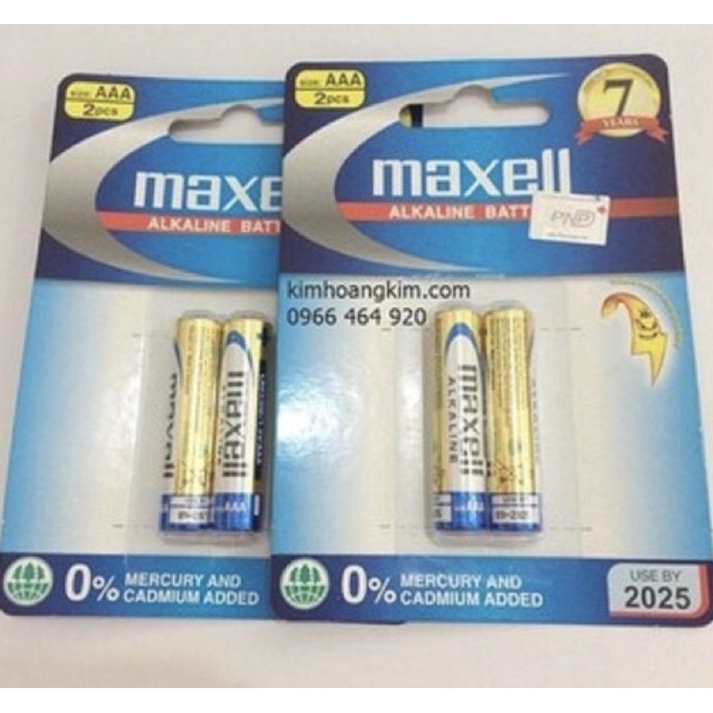 Pin AAA Maxell Alkaline 1 vĩ 2 viên cao cấp dung lượng cao - Pin vàng - Hộp 20 viên pin 3a