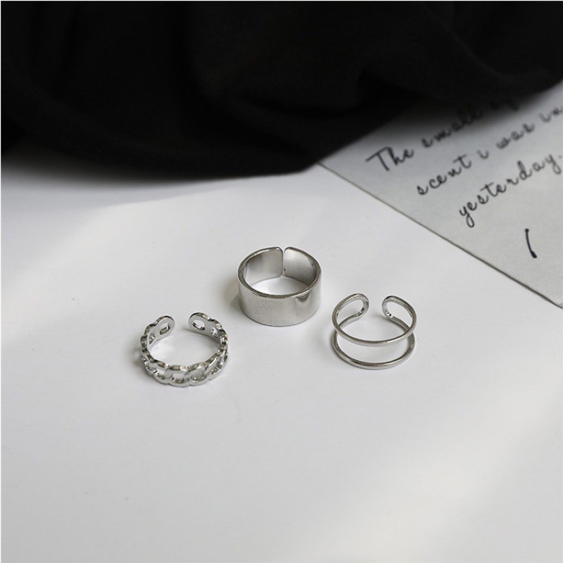 Set 3 nhẫn trơn phong cách Hiphop Streetwear cá tính J02