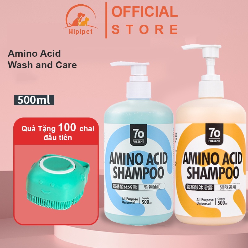 Sữa tắm cho chó mèo Hipipet AMINO ACID SHAMPOO sạch sâu da nuôi dưỡng tế bào lông sáng lông mềm mịn - 500ml