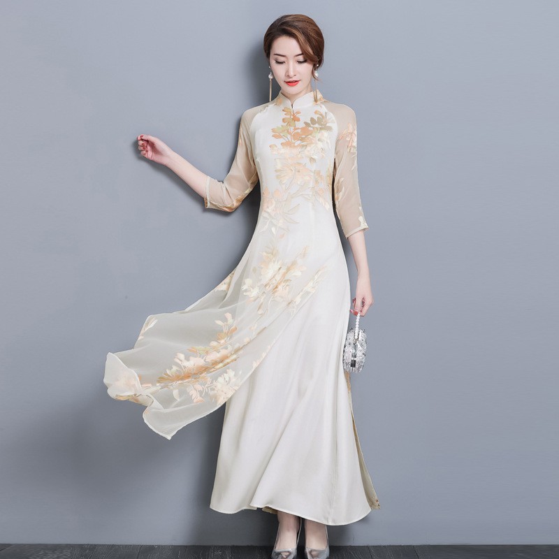 Đầm ôm Cổ Đứng In Hoa Ms6383 Haizhang 2018