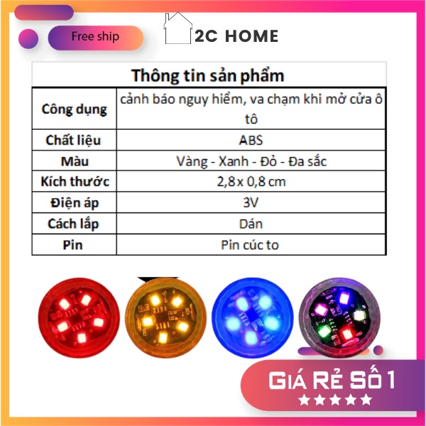 Bộ 4 đèn Led dán cửa ô tô, cảnh báo nguy hiểm, cảnh báo mở cửa