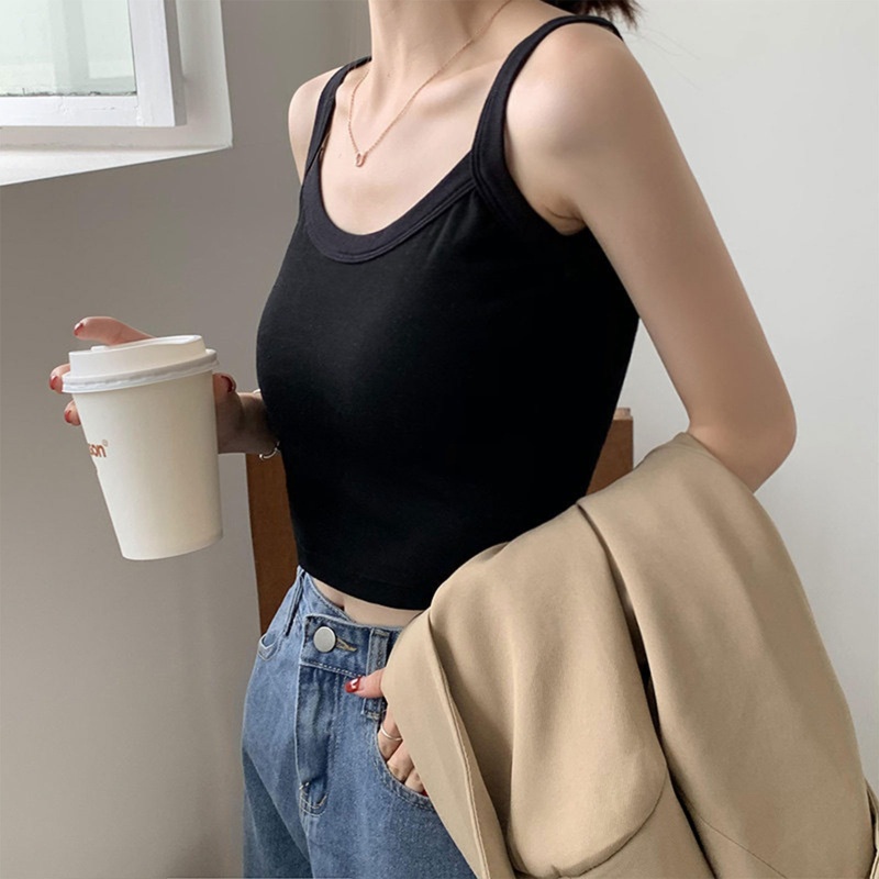 Brroa Áo Crop Top Thể Thao Không Đường May Có Đệm Ngực Màu Trơn Đơn Giản Cho Nữ