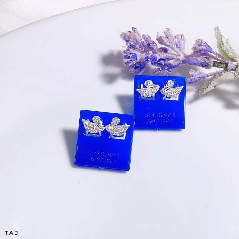 Sét dây chuyền bông tai bạc ta thiên nga trắng mẫu mới cực xinh/ Trang sức bạc JQN