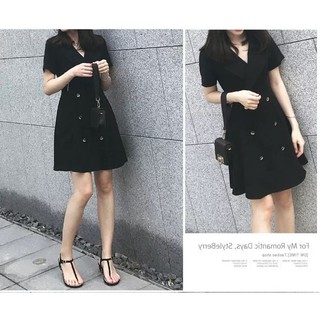 {Thanh lý 4xl} bigsize Váy cổ vest 6 cúc dọc basic đơn giản thanh lịch