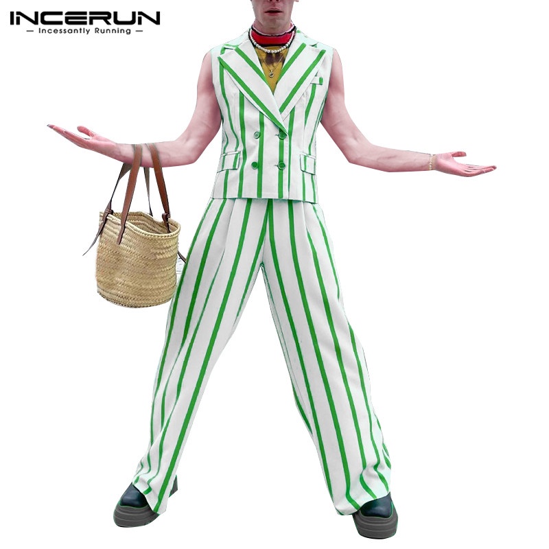 Bộ INCERUN áo khoác không tay + quần dài thời trang nam