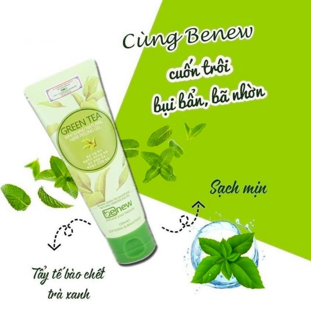 Kem tẩy da chết BENEW PEELING GEL chiết xuất trà xanh và gạo, giúp xóa mụn sạch da, dưỡng da sáng mịn