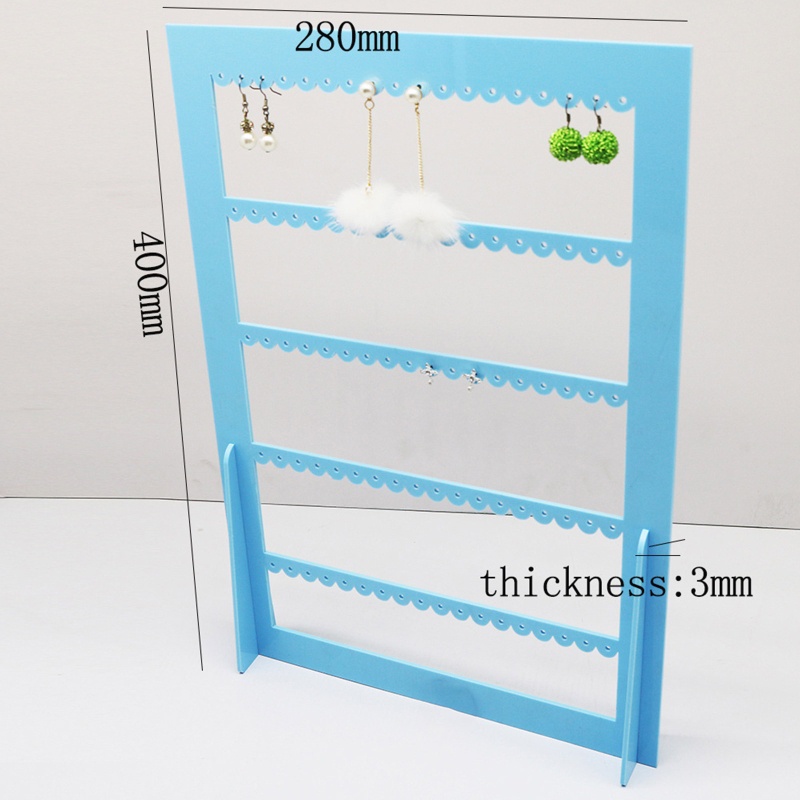 Giá Đỡ Trưng Bày Trang Sức Bằng Acrylic Màu Xanh Dương Hình Chữ Nhật
