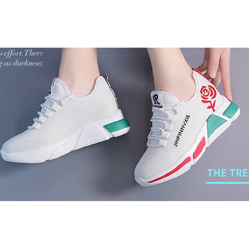 Giày Sneaker nữ hoa hồng BH 19