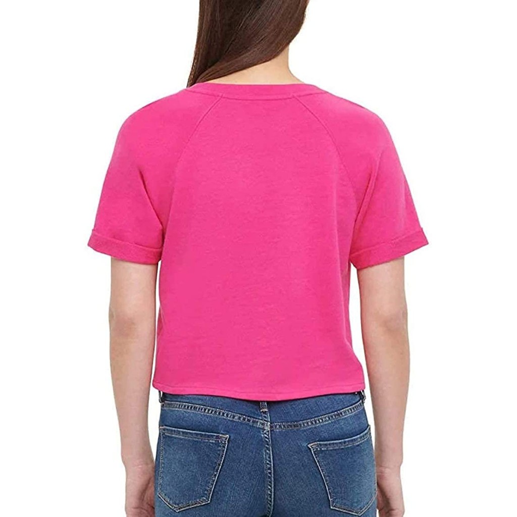 Áo thun Croptop nữ Calvin Klein cổ tròn vải cotton thoáng mát - chính hãng xuất dư.