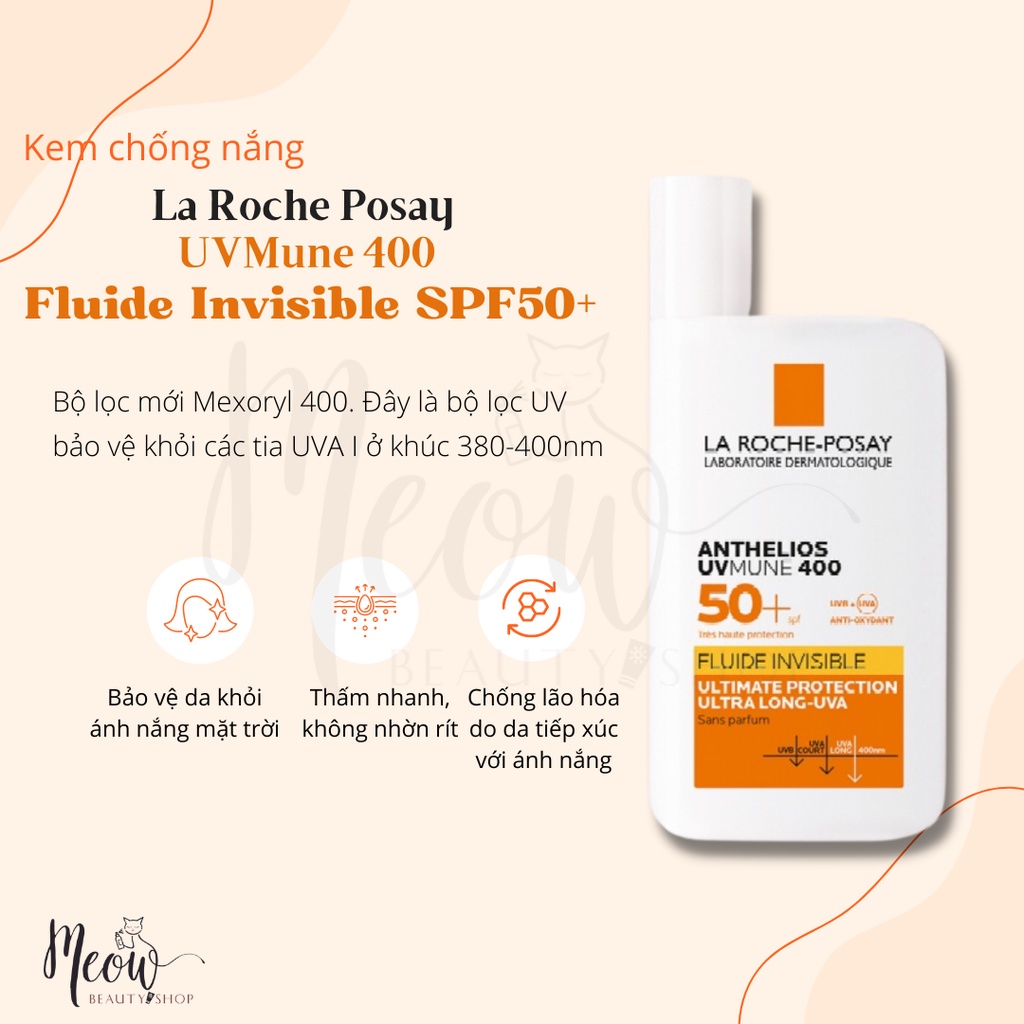 Kem chống nắng La Roche - Posay dạng sữa không nhờn rít Shaka fluid SPF50+ UVA UVB 50ml