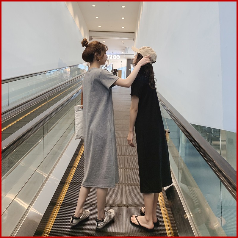 [Mã FAMAYWA2 giảm 10K đơn 50K] Đầm thun tay ngắn dài thân qua gối DS89 | BigBuy360 - bigbuy360.vn