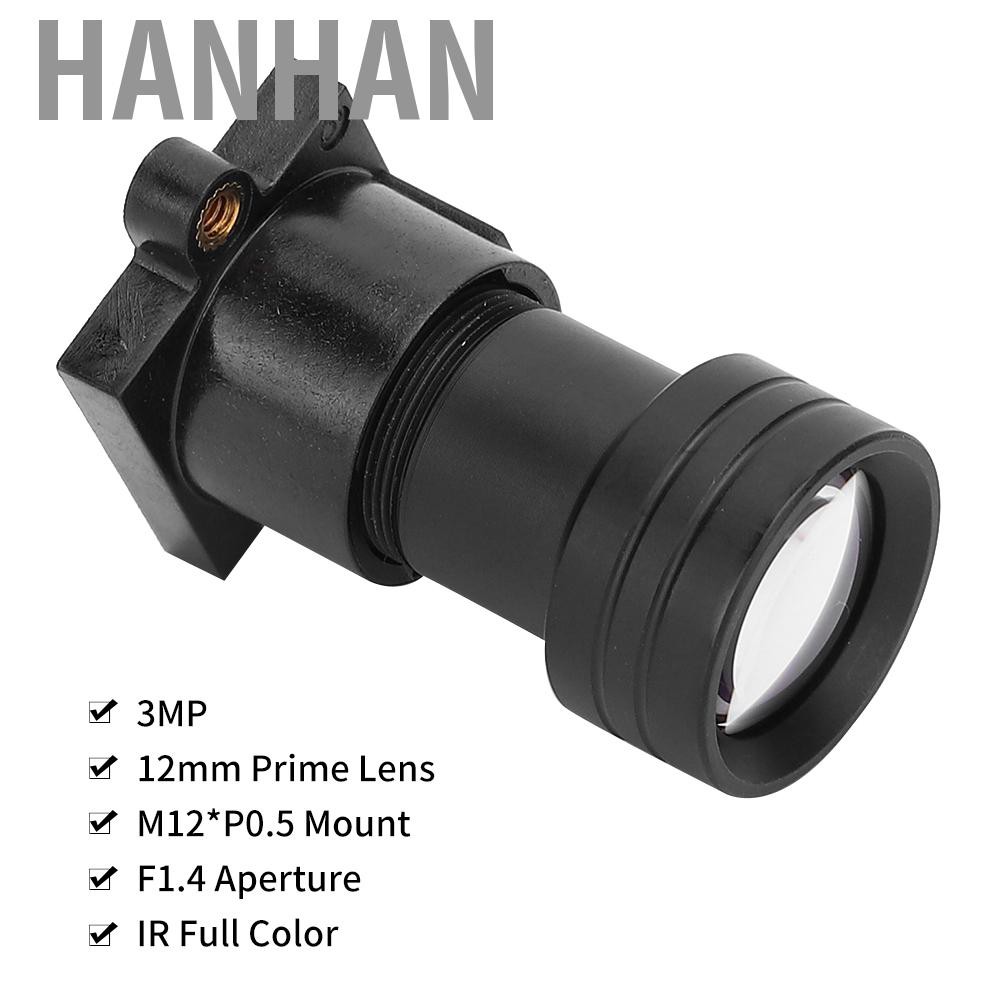 HANHAN 3MP 12mm IR Camera Lens Full Color Fixed Focal 1/2.5" M12xP0.5 Mount F1.4