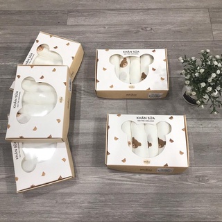 Set 6 khăn sữa vải xô sợi tre organic mochee họa tiết gấu nâu kích thước 30x30cm
