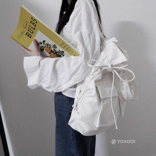 Balo đi học vải canvas phối hai màu đen trắng thời trang