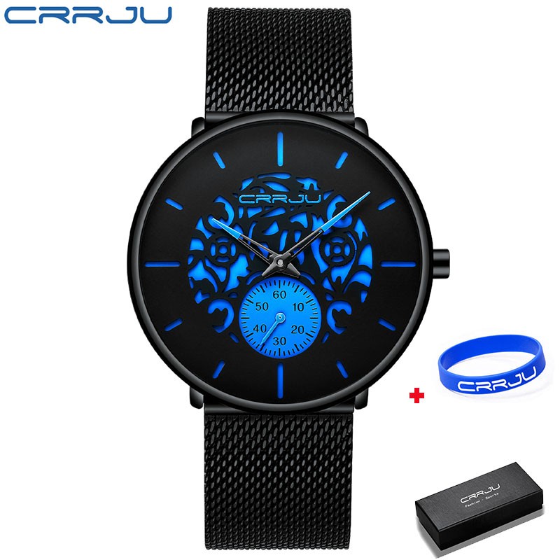 Đồng Hồ Quartz CRRJU 2150M Dây Đeo Làm Từ Thép Không Gỉ Chống Trầy Xước Chống Nước Phong Cách Retro Thời Trang Nam