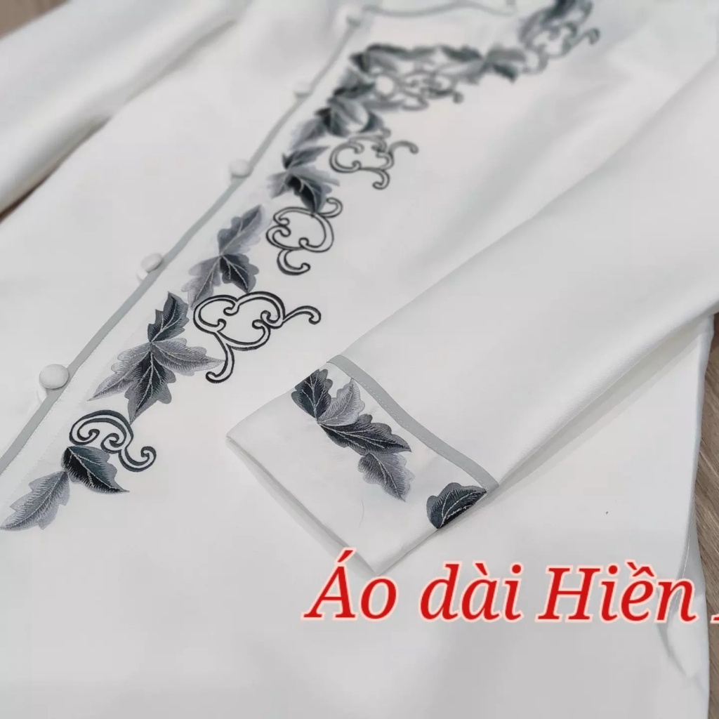 Áo dài nam cách tân cao cấp họa tiết thêu tay, thiết kế form tay vest nam tính
