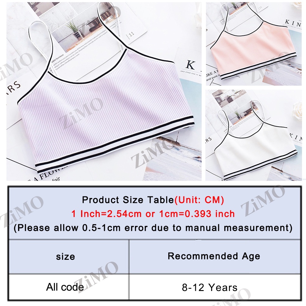 ZiMO [In Stock] (7-10 Y) Cute Girls Bra Kids Narrow Shoulder No Steel Ring Lingerie Teenage Bra