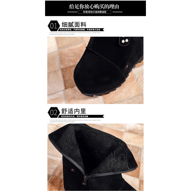 Giày Bốt Cao Gót 12CM Đế Xuồng Dày Dặn Chống Thấm Nước Thời Trang Thu Đông Cho Nữ