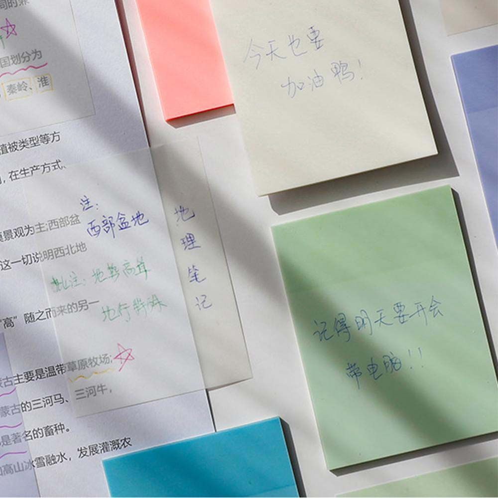 Set 50 Tờ Giấy Ghi Chú 6 Màu Trong Suốt Chống Thấm Nước Tiện Dụng