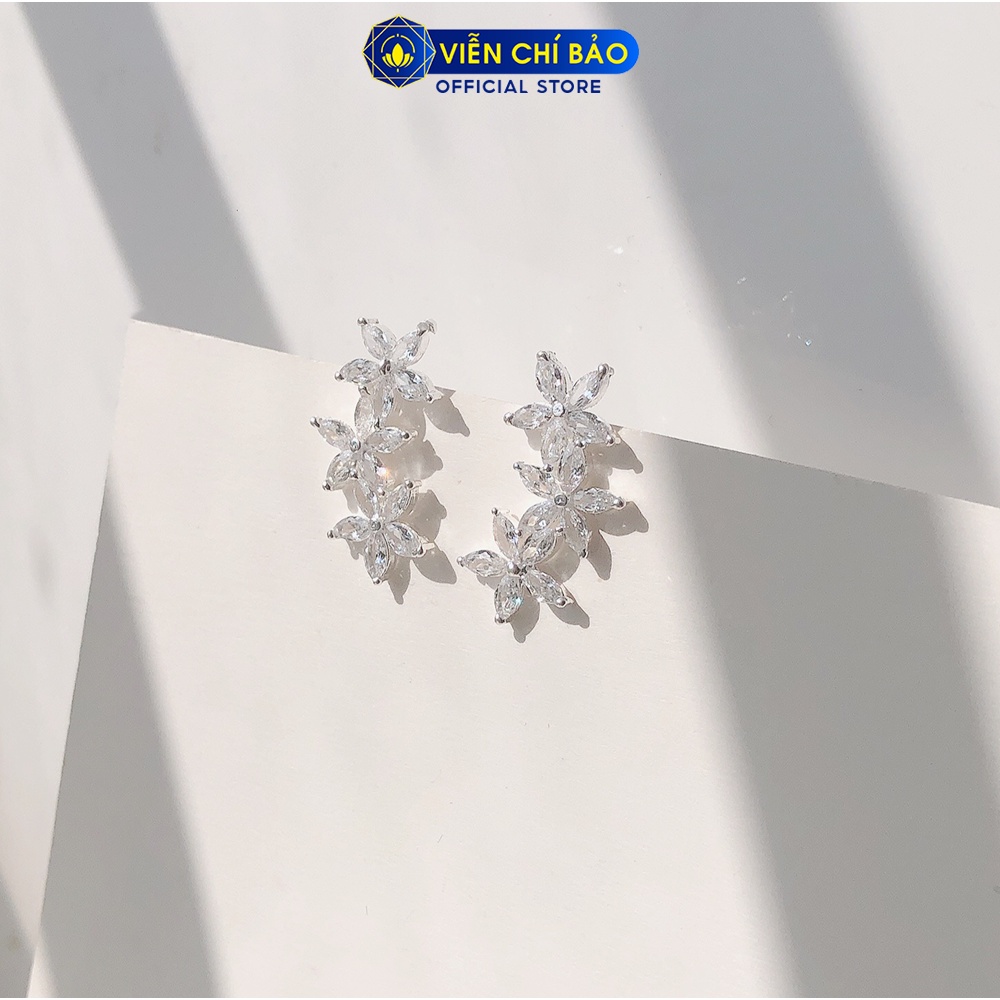 Bông tai bạc nữ Hoa lan chất liệu bạc 925 thời trang phụ kiện trang sức nữ Viễn Chí Bảo B400521