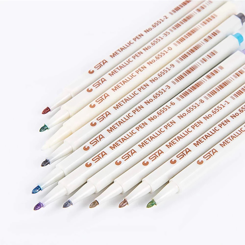 Bộ 10 cây bút màu metallic đầu tròn chính hãng STA-6551